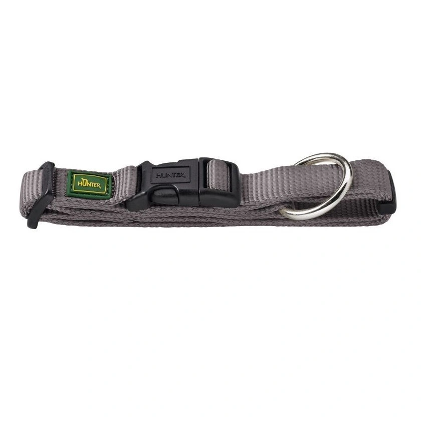 Hunter Vario Plus Halsbånd Grå M 35-53 cm - Komfortabelt og justerbart hundehalsbånd